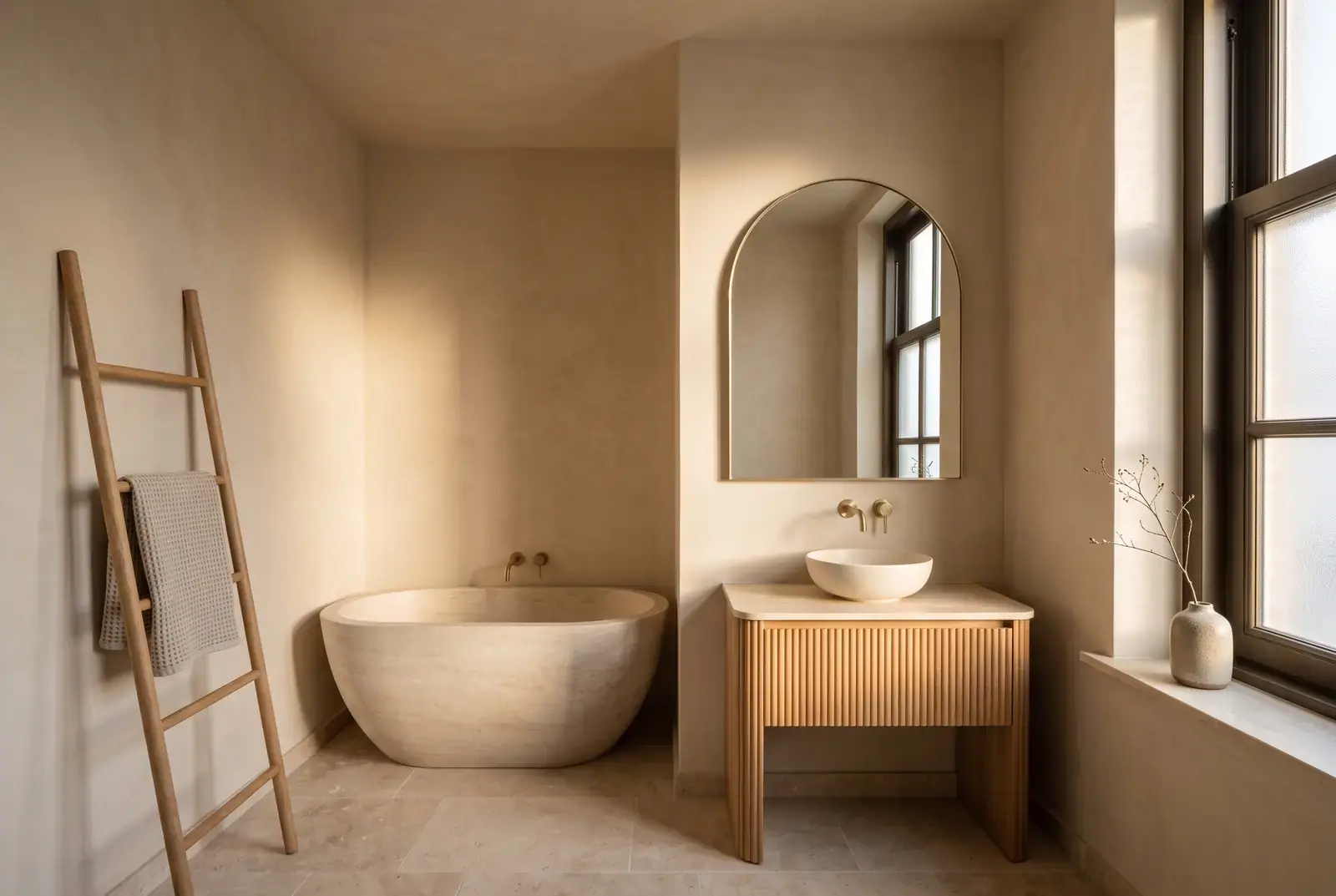 Spa-badkamer met tadelakt, na