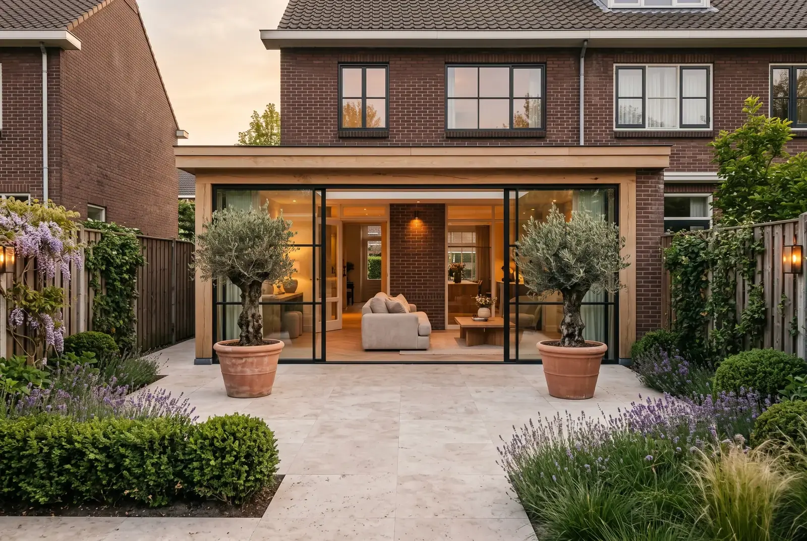 Glazen aanbouw achterzijde, na