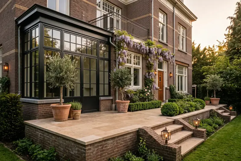 Villa Kralingen, tuingevel en orangerie, Rotterdam, na