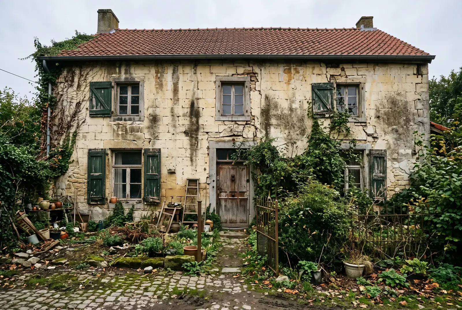 Marl-stone house, restoration, before