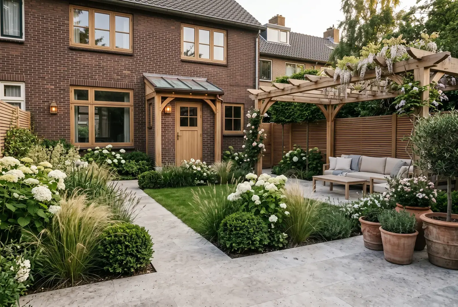 Jaren-30 tuin met pergola, na