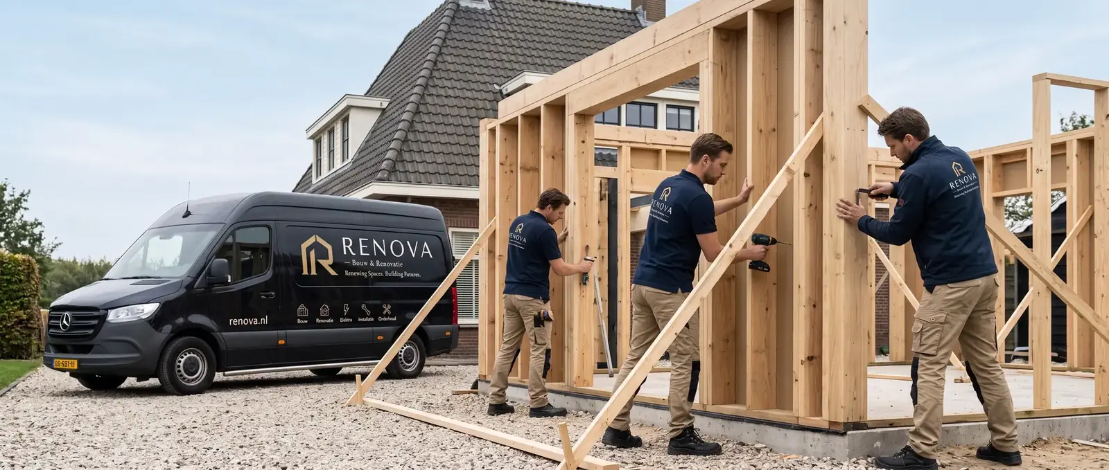 Opbouw van een houtskelet aanbouw