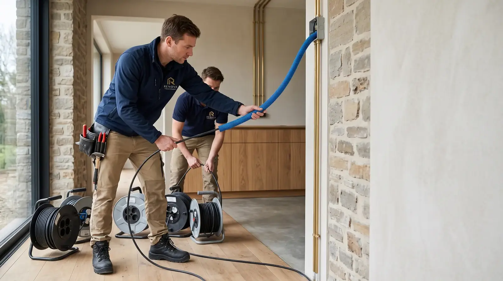 Trekken van bekabeling in een renovatie