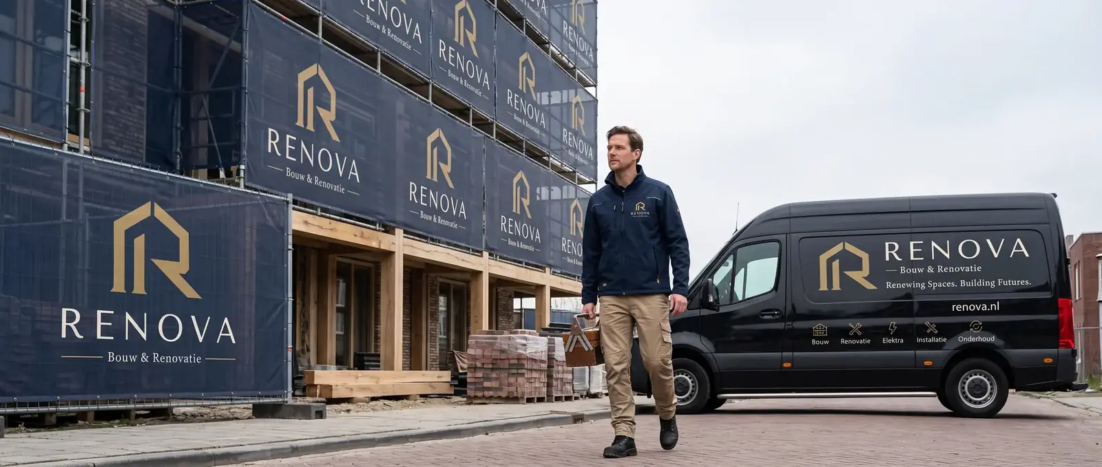 Groot renovatieproject met RENOVA-steigerdoek