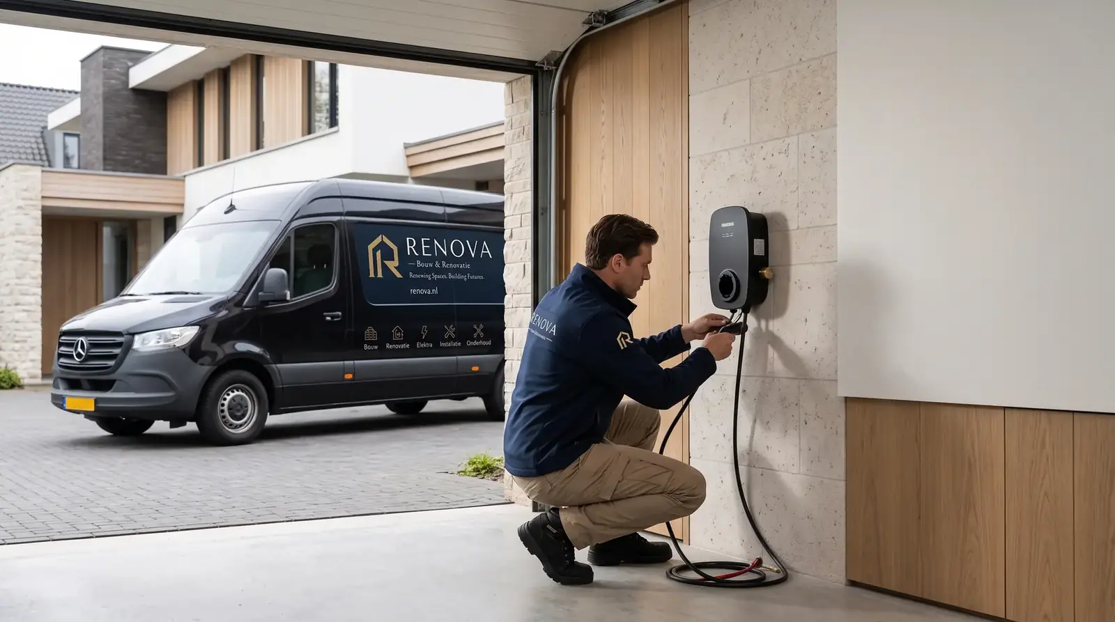 Installatie van een laadpaal in de garage