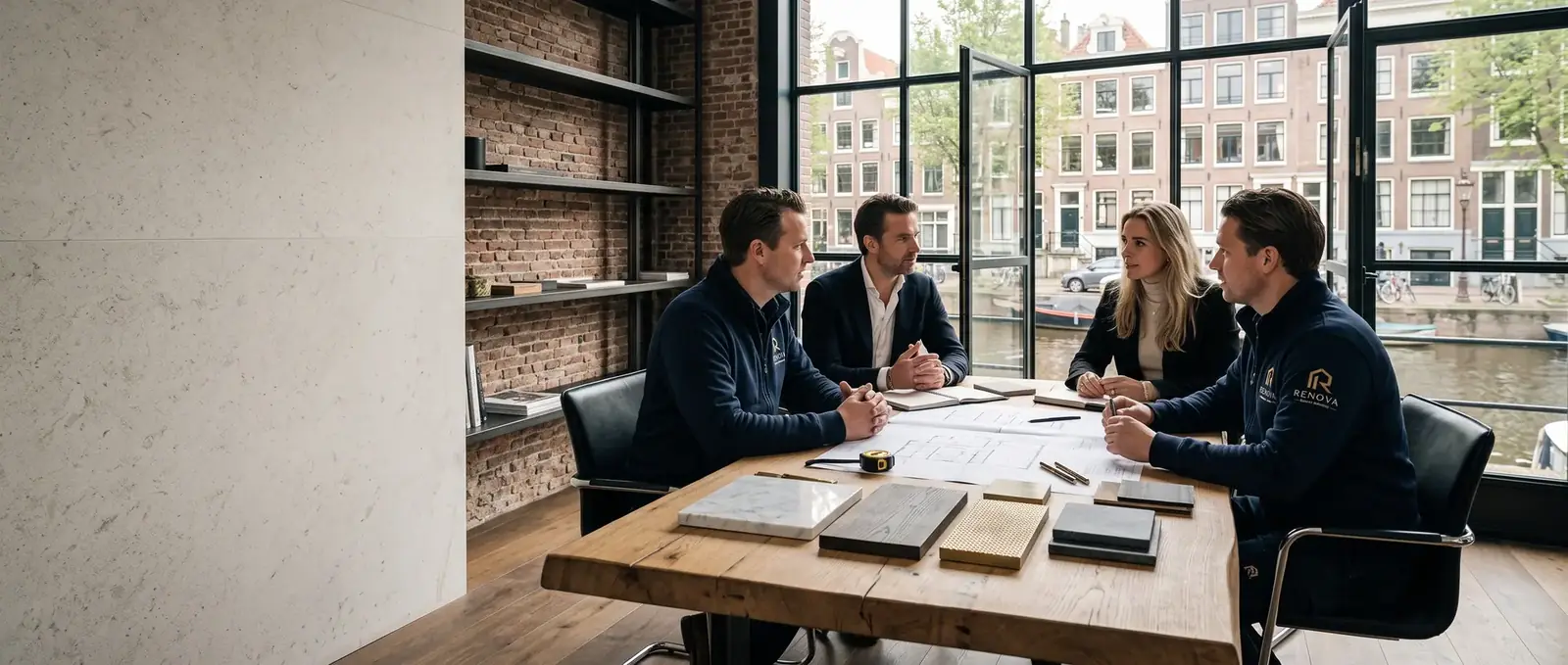 Ontwerpoverleg in een kantoor aan de gracht