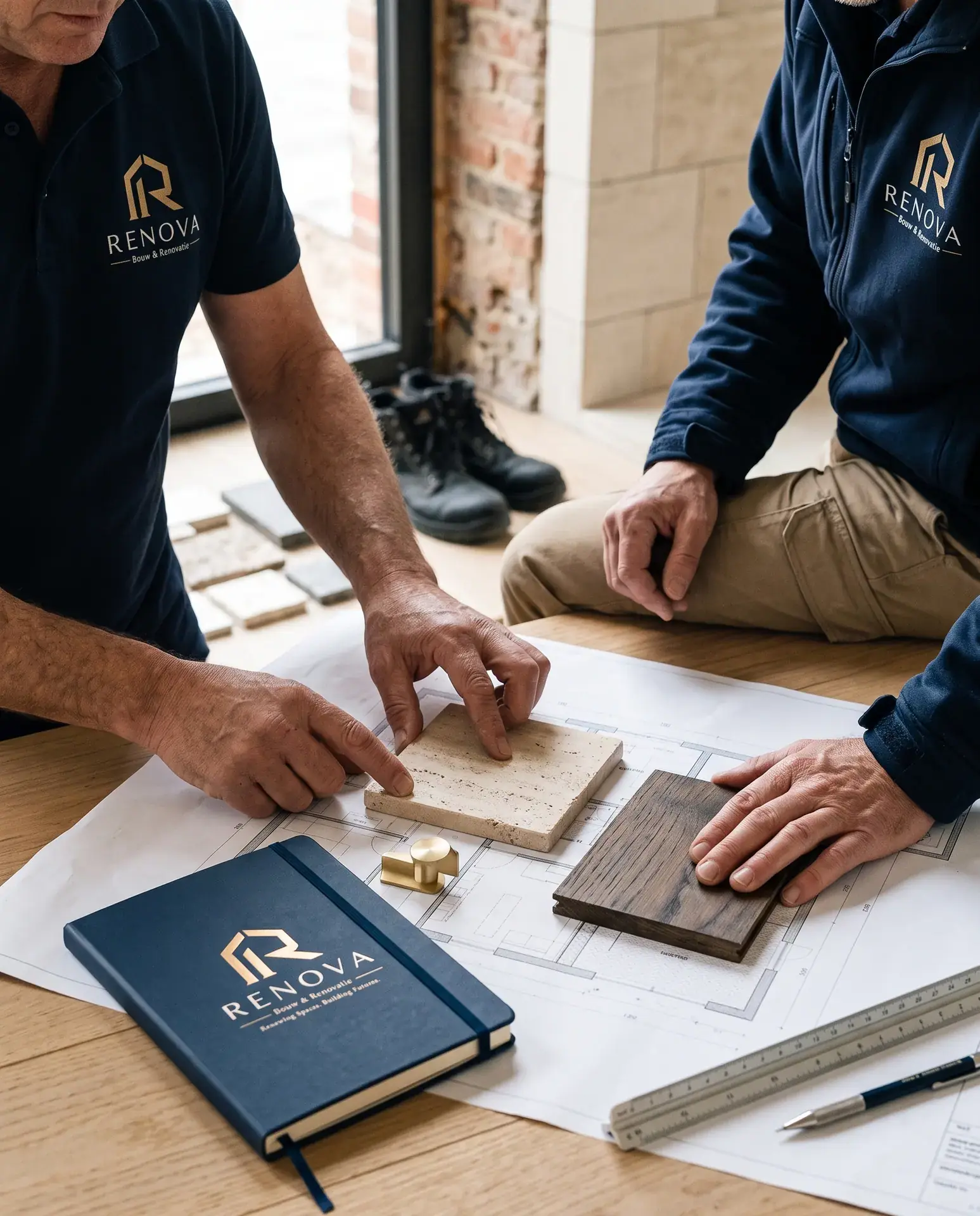 Materiaalstalen op tekening met RENOVA-notitieboek