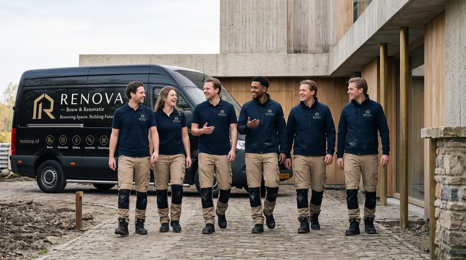 Het RENOVA-team op de bouwplaats